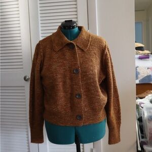 Large Brown Knit acrylic universal thread cropped sweater